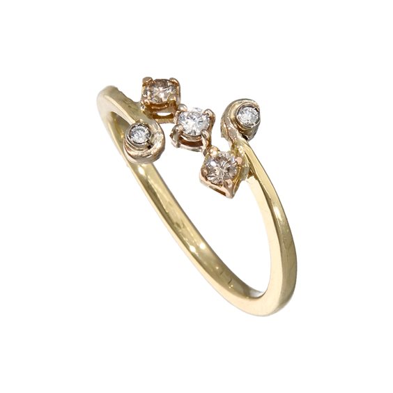 Anello Soprana Donna in Oro giallo Diamante 0.08 Ct ANR 5 BRIL - ANR 5 BRIL